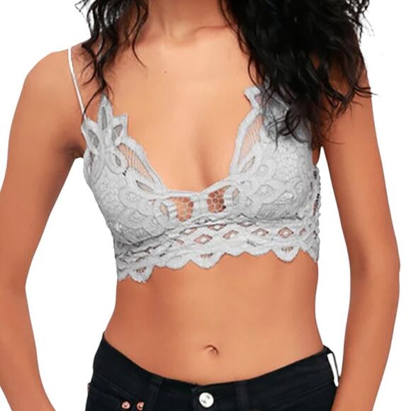 Free People One Light Blue Gray Adella Strappy Bralette - Picture 2 of 12